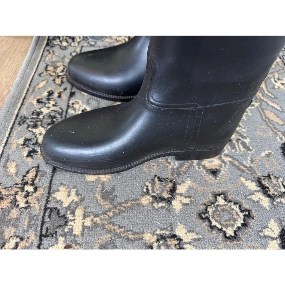 Toggi Black Rubber Equestrian Riding Boots Women 6 6.5 Tall Waterproof Boots